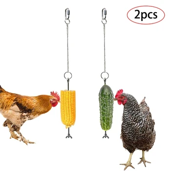 

2 Pack Chicken Veggies Skewer Vegetable Fruit Holder for Hens Pet ,Hanging Feeder Toy for Hens Large Birds