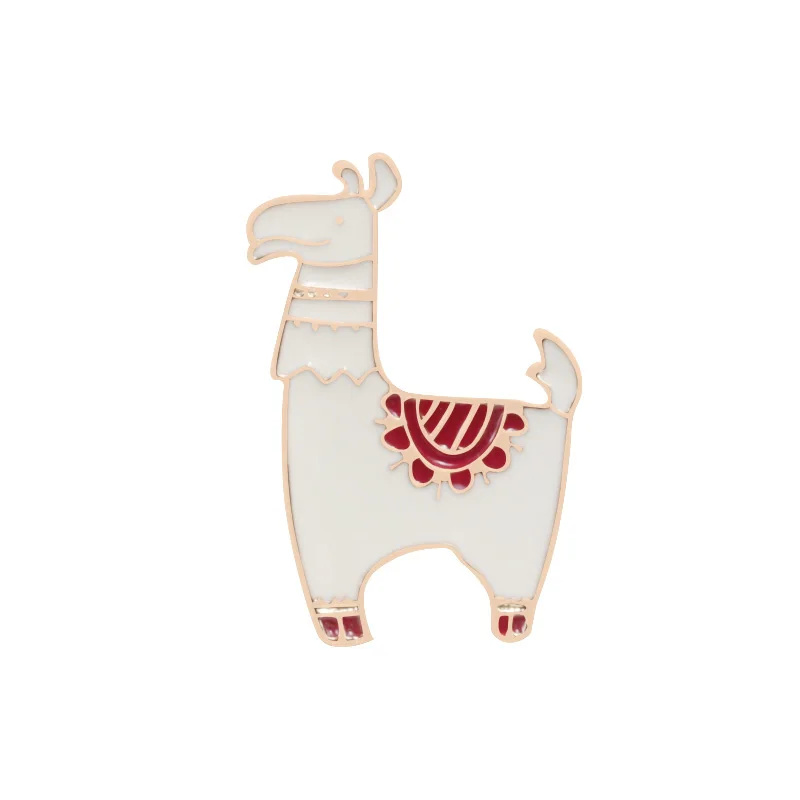 alpaca Животное брошка мультфильм прекрасный Альпака кролик олень значок с собакой Броши лацкан эмаль булавки рубашка куртки сумка модные аксессуары Подарки - Metal color: alpaca