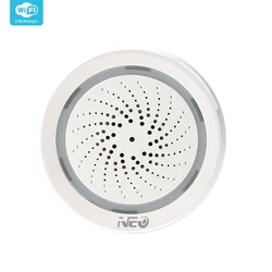 Alarme de sirène intelligente avec capteur de température et d'humidité 120db, alarme de sécurité à domicile avec Notification Via IOS Android APP 
