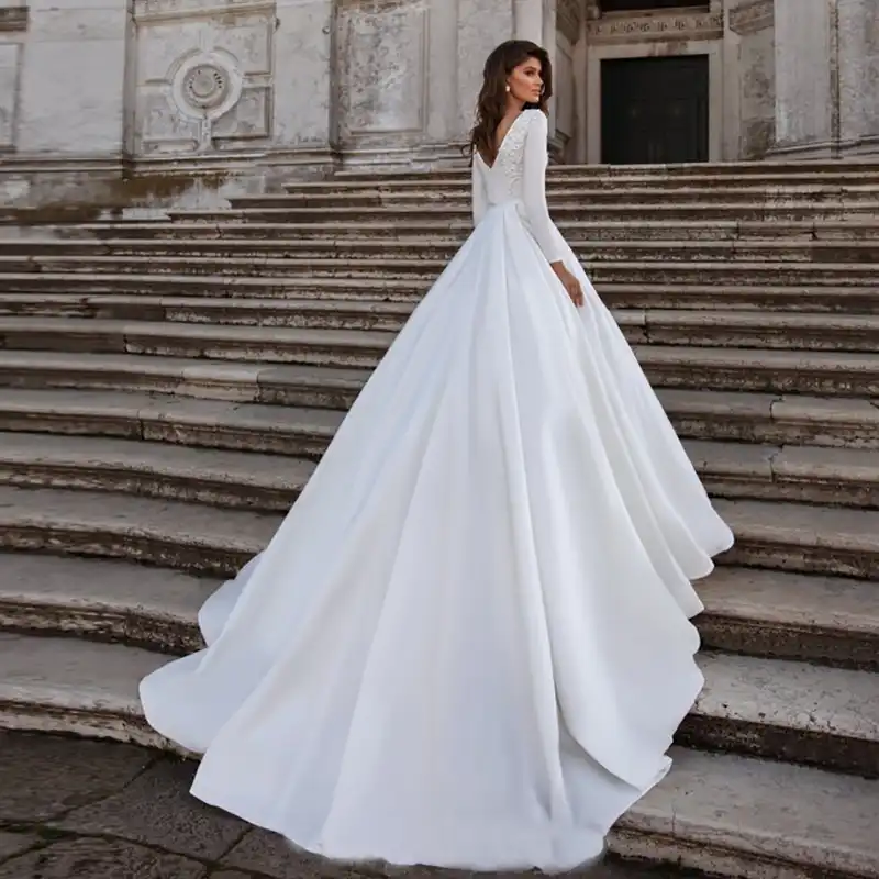 long sleeve sleek wedding dress