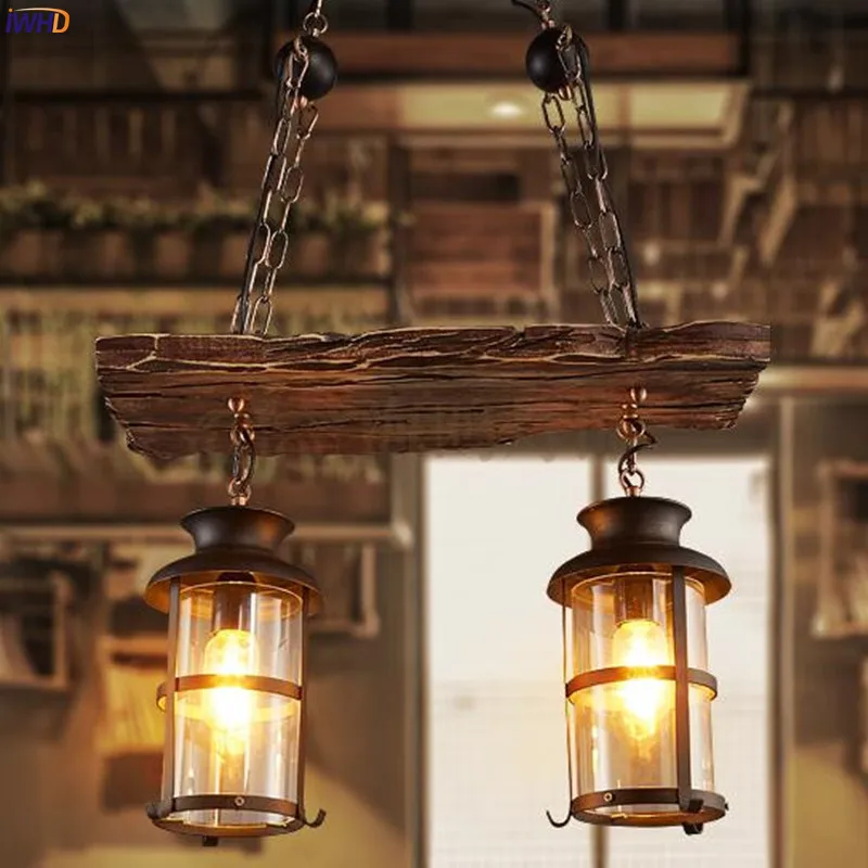 American Loft Style Pendant Lights Wooden Vintage Industrial LED Hanglamp E272 Fixtures Pendant Lamp For Living Room Bar Cafe (8)
