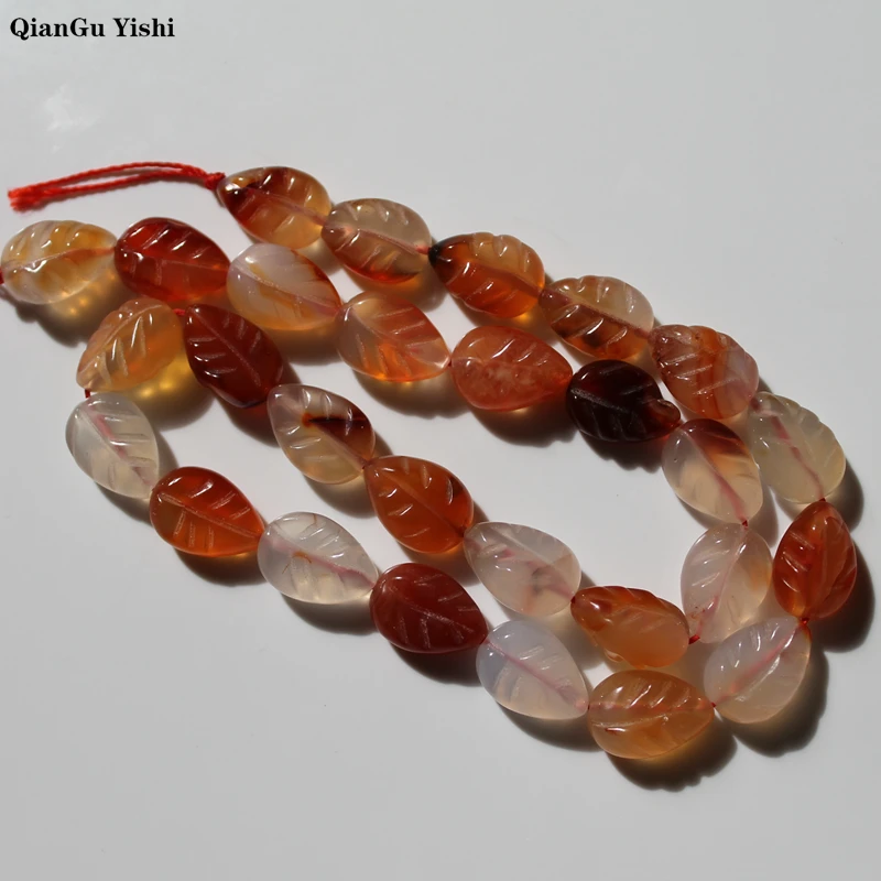 AAA+ Irregular Strip Natural leaves chalcedony agate Stone Beads the middle hole For Jewelry Making DIY Bracelet L14W10T5MM 26p