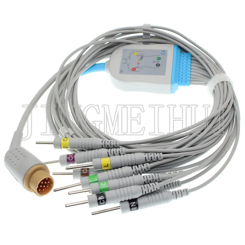 Совместим с Martara Surveyor ECG EKG 10-Lead cable, 3,0 Din/4,0 Banana/clip/snap leadwire