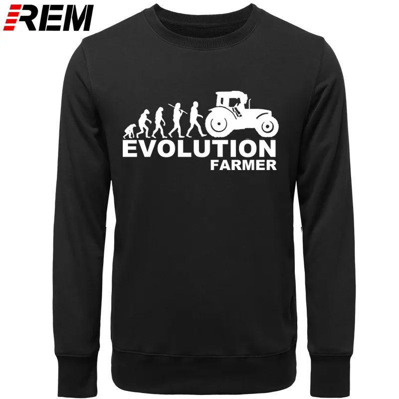 REM Farmer Evolution мужские толстовки сельскохозяйственный трактор Fendt Claas Machinery с длинным рукавом модные толстовки с принтом, толстовки - Цвет: BLACK WHITE