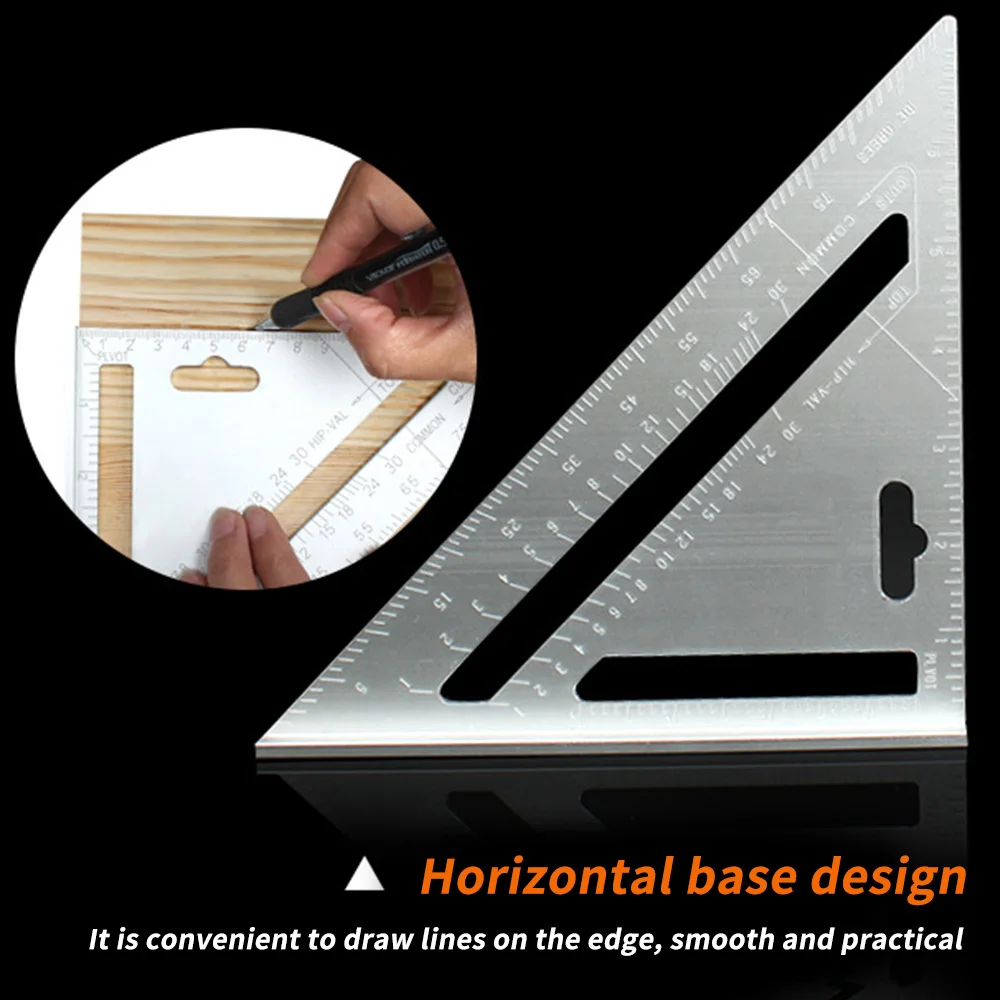

Triangle Ruler 7inch Aluminum Alloy Angle Protractor Speed Metric Square Measuring Ruler For Building Framing Tools Gauges