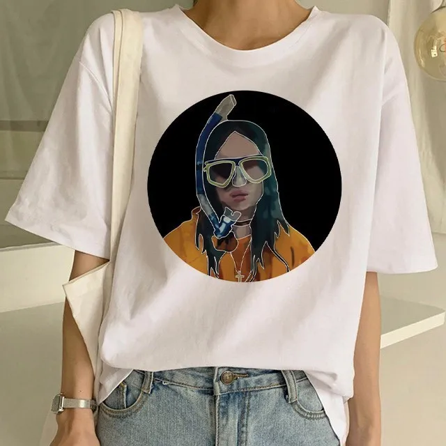Billie Eilish футболка в стиле хип-хоп забавная Футболка женская футболка топы Женская одежда уличная одежда - Цвет: 21534