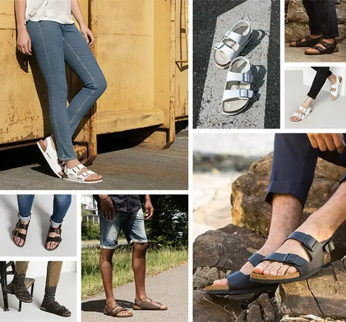 2026 New Summer Beach Cork Sandals Men Casual Outside Non-slip Black White Brown Double Buckle Sandalias Shoe Plus Size 35-43 44