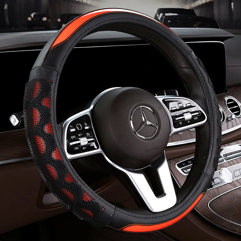 1 pc 3D сотовый Чехол для рулевого колеса автомобиля 38 см сообщение искусственная кожа авто рулевое покрытие чехол дышащие аксессуары для интерьера - Название цвета: 1 pc