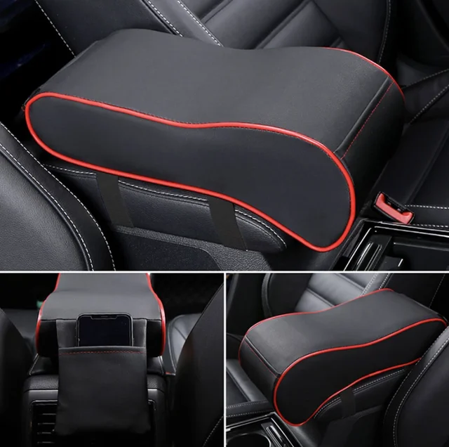 Tapis d'accoudoir de voiture en cuir PU brodé ondulé, Console centrale,  coussin de Protection, boîte de rangement - AliExpress