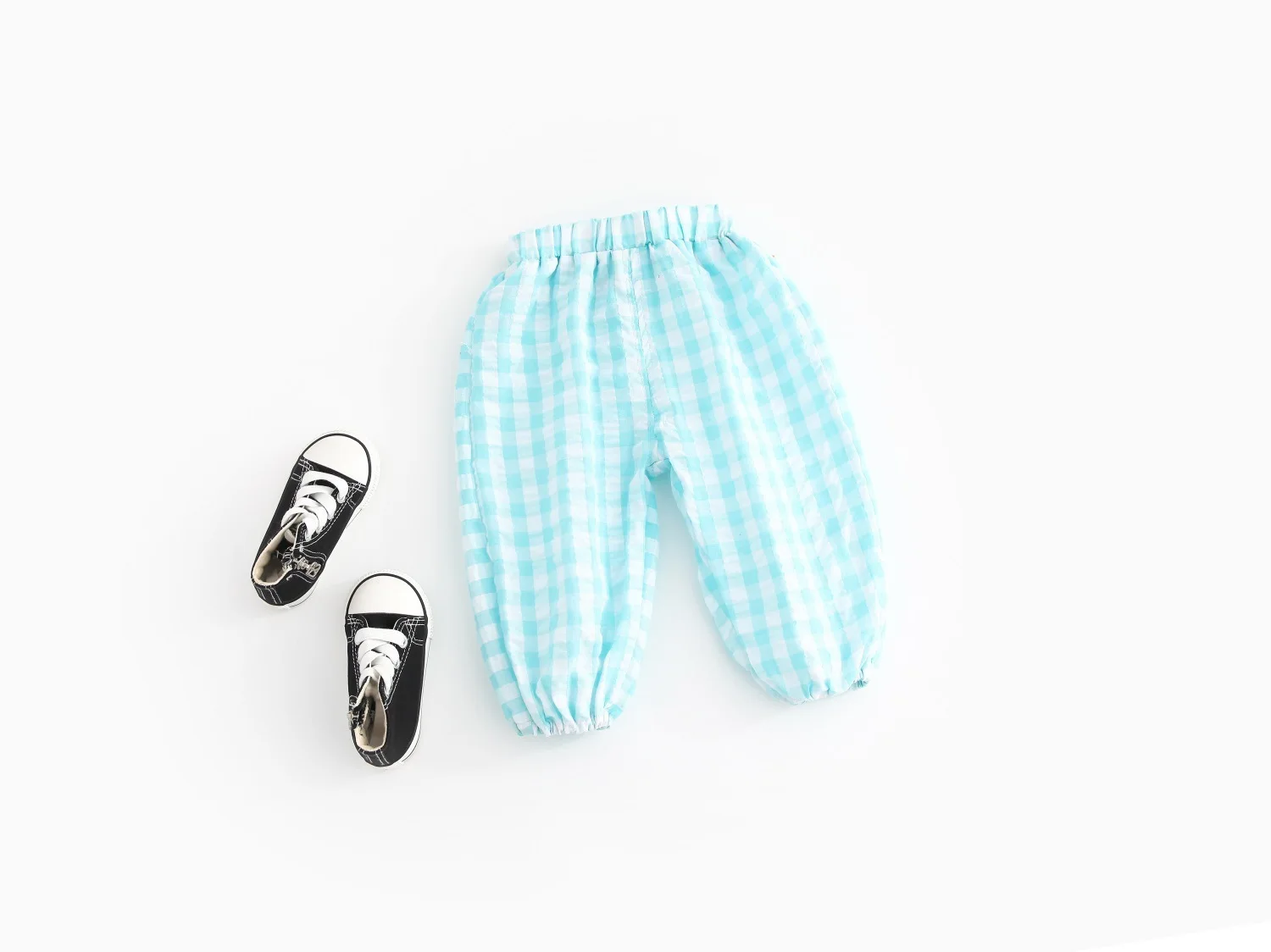 Childrenswear Baby Men And Women Children Plaid Drawstring Top Anti-mosquito ku bao Casual Pants CHILDREN'S Trousers
