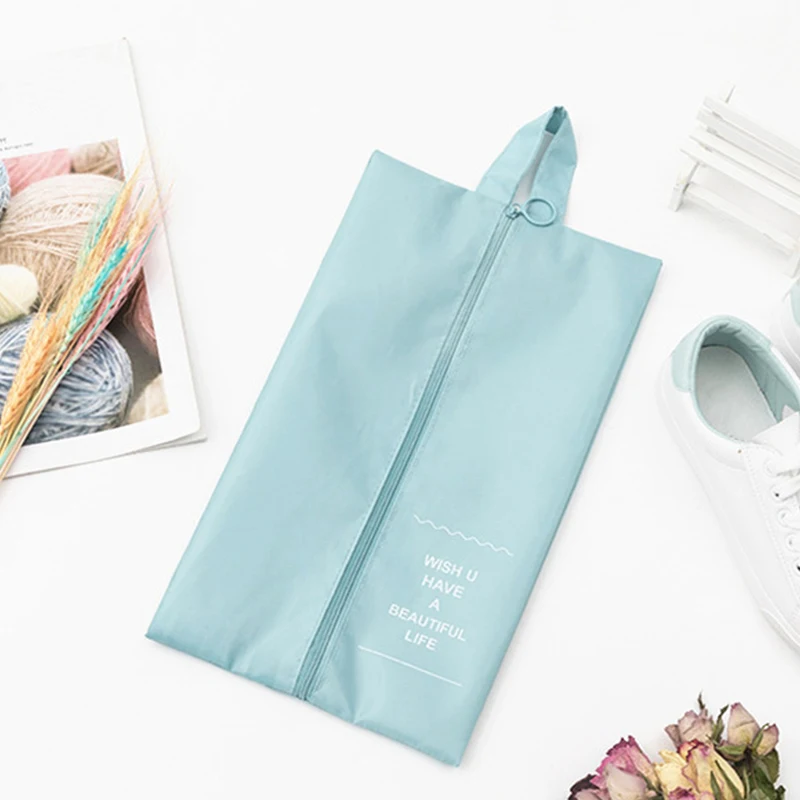 Portable Waterproof Travel Shoe Storage Bag Polyester Zippers Dustproof Covers Shoes Organizer Hand Held Storage Bags