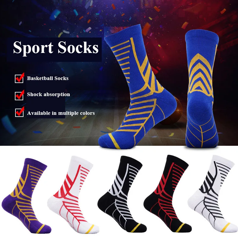 

Professional Sport Socks Men Elite Fitness Basketball Running Socks Color Cotton Breathable Thick Cushion Compression Crew Socks