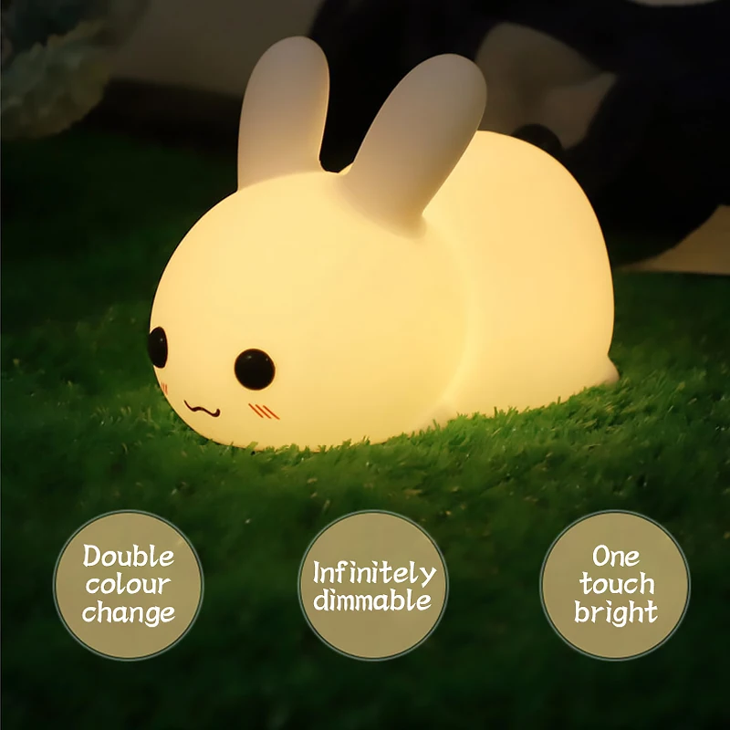 3d night light Touch Rabbit Night Lights Silicone Dimmable USB Rechargeable Lamps For Children Baby Gifts Cartoon Cute Bunny Night Lamp night lamp Night Lights