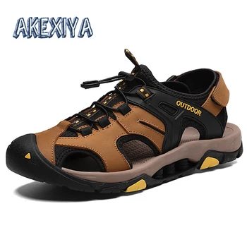 

Men's Summer Shoes Handwork Leather Men's Sandals Outdoor Lightweight Men Beach Sandals Comfortable Non-slip Mans Footwear