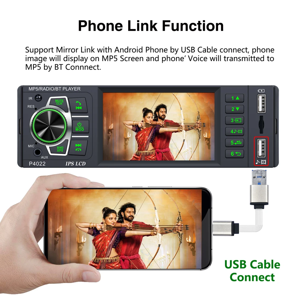 ESSGOO Car Radio 1 Din MP5 Player 3.8 Inch IPS Screen Autoradio Stereo FM Bluetooth Mirror Link Microphone Rear View Camera