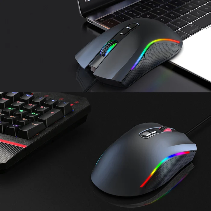 Светящаяся Проводная игровая мышь USB оптическая компьютерная мышь 7 программируемых клавиш OUJ99