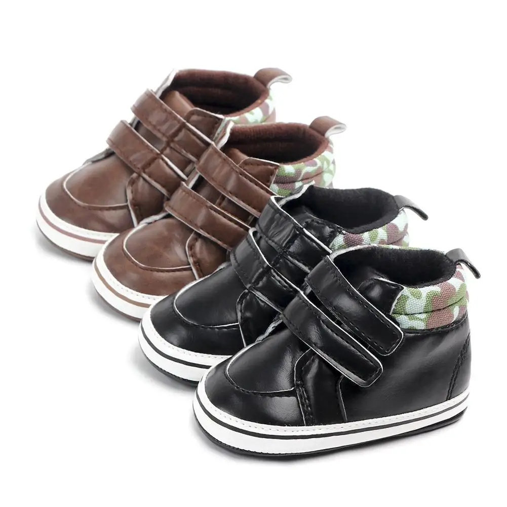  Newborn Baby Boys Shoes Camo Faux Leather Anti Slip Magic Tape Ankle Shoes Prewalker Sneakers Baby 