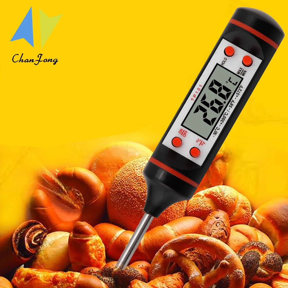 Electronic Digital Food Thermometer 304 Stainless Steel Probe Liquid