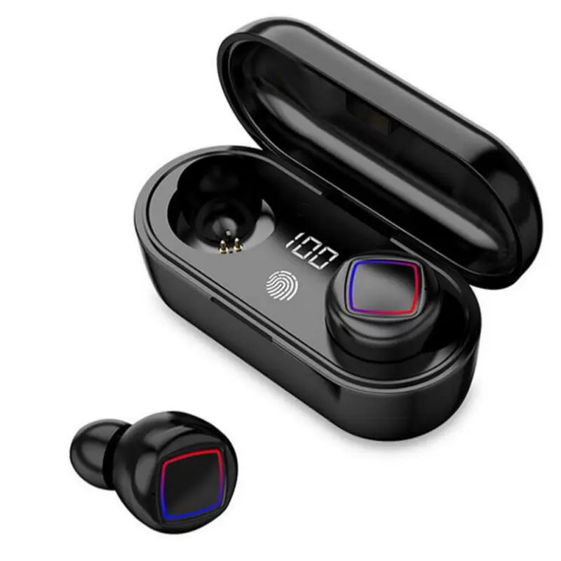 Беспроводной наушники для Bluetooth 5,0, 3D отпечатков пальцев Сенсорный Управление стерео TWS гарнитура с зарядный чехол