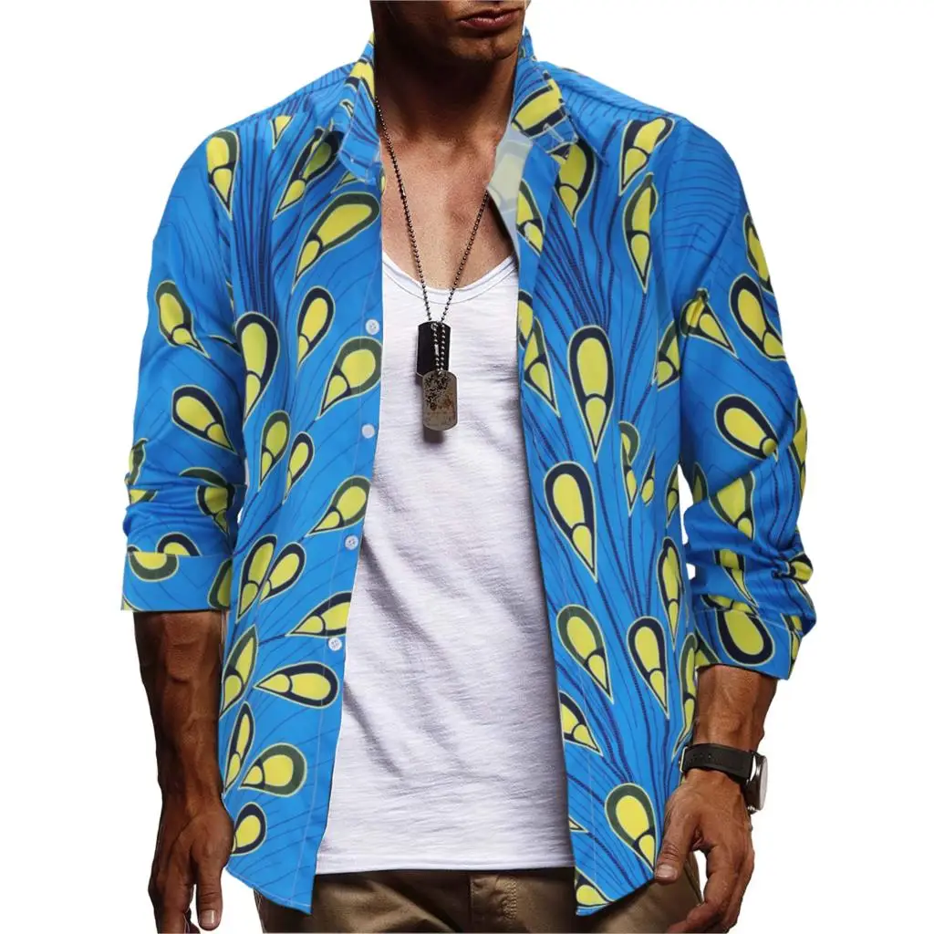 

2019 fashion print mens cotton shirts eu size brand men long sleeve shirt slim fit streetwear dress shirts