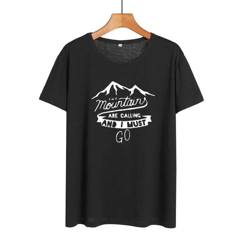 Футболка с принтом The Mountains Are call and I Must Go Travel Lovers Adventure Time Camping Harajuku женская одежда
