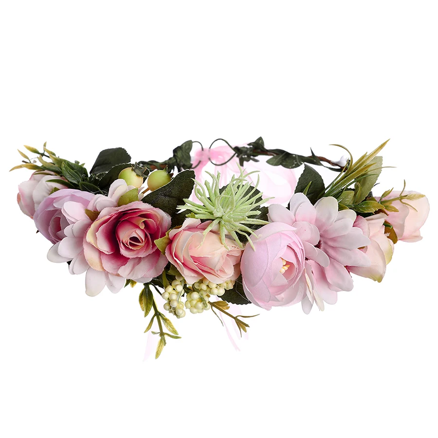 goody hair clips Molans Spring Rose Flower Crowns Romantic Chic Floral Garlands for Bride Wedding Boho Women Stimulated Flower Wreaths Girls hair clips for fine hair Hair Accessories