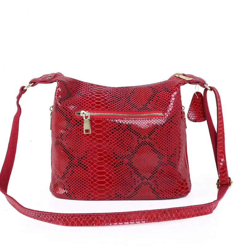 Women's Fashion Crossbody Bag Versatile Snakeskin Embossed Square Bag