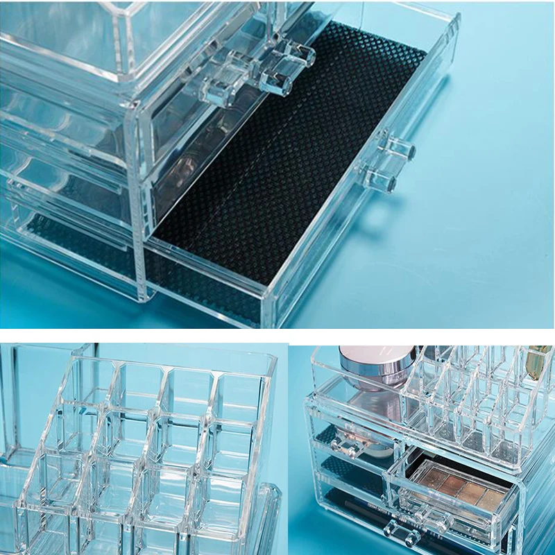 Прозрачная коробка для хранения косметики, органайзер для макияжа, двойная Кисть для макияжа, губная помада, ящик для хранения ювелирных изделий, Органайзер