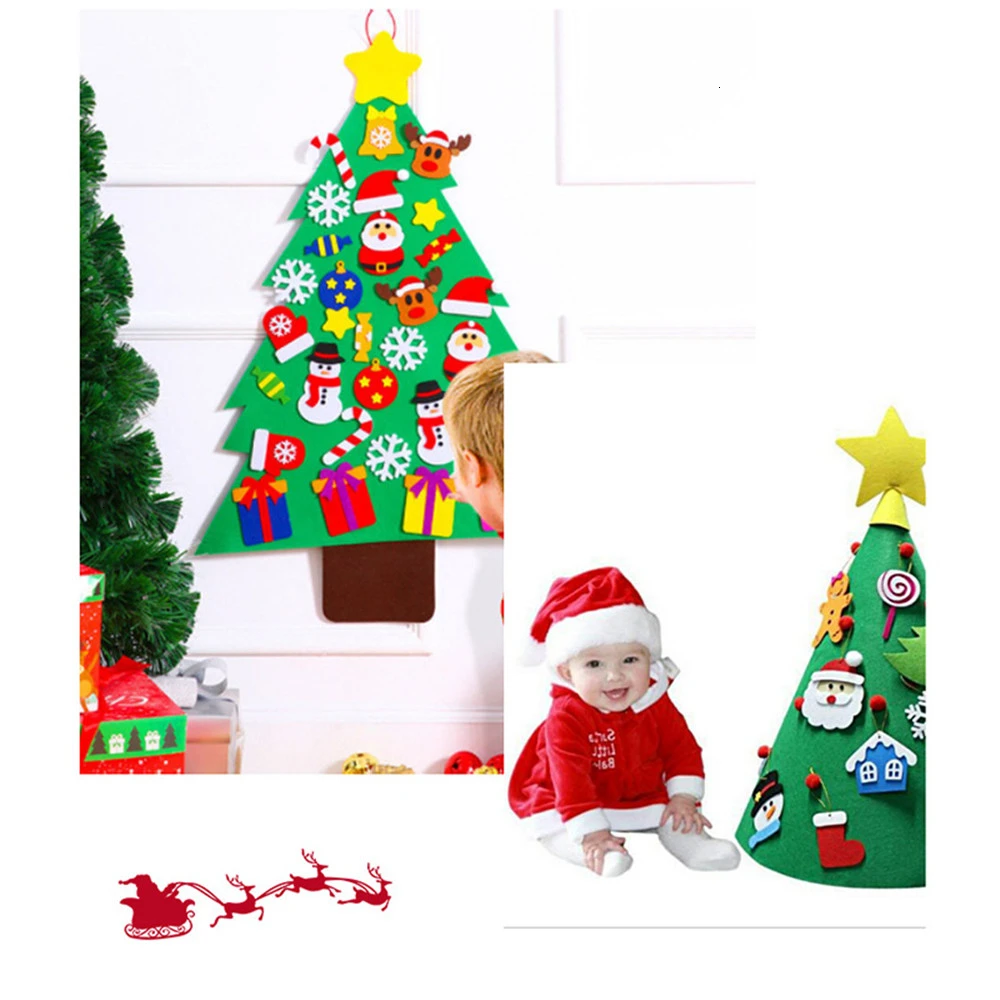 Educational Toys 3D Puzzle Christmas Tree 3D DIY Felt Artificial Tree Toys Wall Hanging Ornaments New Year Gift Puzzles For Kids