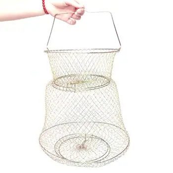 

25x44cm Steel Wire Fishing Cages Foldable Metal Net Fish Basket for Outdoor Crab Angling Tackles Fish Protection Products