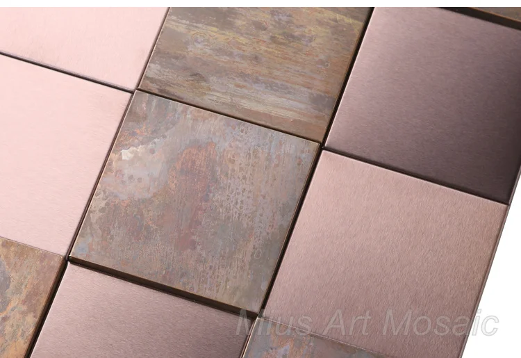 Классический стиль Большая квадратная 3D медная Смешанная мозаичная плитка розовое золото нержавеющая сталь для кухни брызги душевая комната DIY Настенная Наклейка