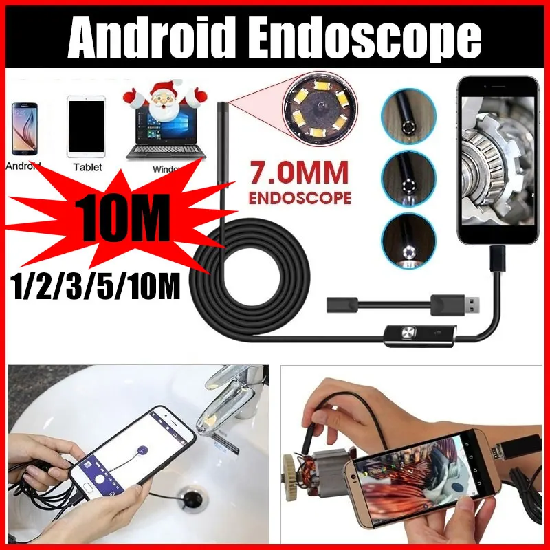 Handheld Endoscope 7mm Mobile Phones Photos Inspection Camera Endoscope Practical IP67 Ear Cleaning Tool Real-Time Video