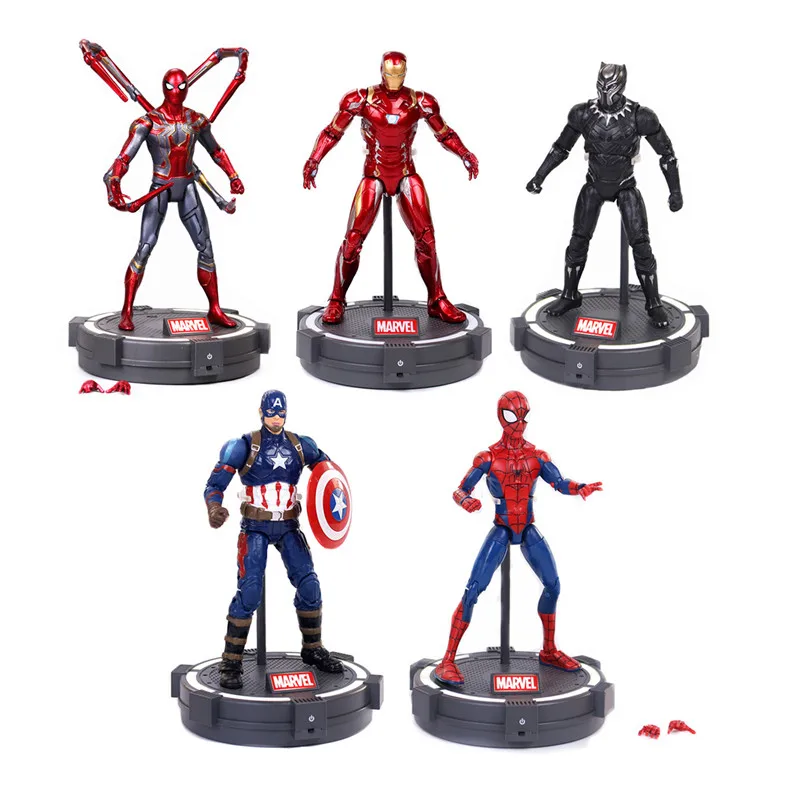 Disney Marvel 17 см Мстители Фигурка Игрушка Железный человек паук Капитан Америка Тор военная машина сокол модель заряженные игрушки