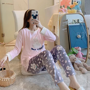 

Spring Autumn Maternity Cotton Long Sleeve Nursing Pajama Pregnant Women Homewear Sets Breast-feeding Underwear Suits