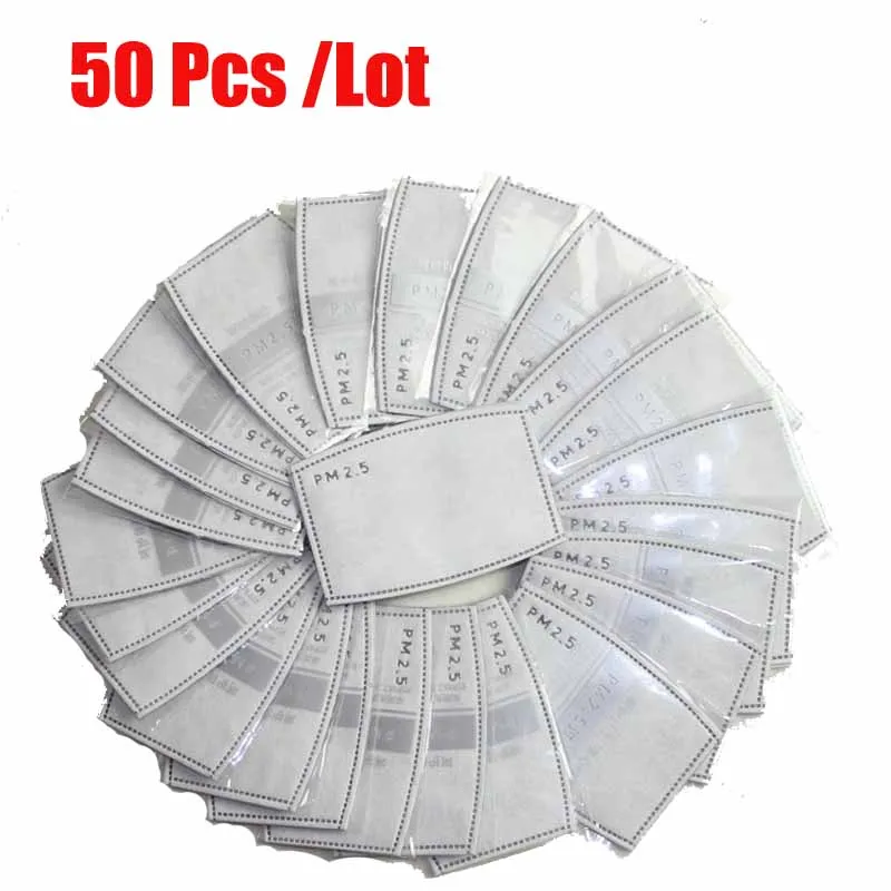 

50Pcs/Lot PM2.5 Filter Paper 5 Layers Activated Carbon Filter Activated Carbon Mask Filter Dust Proof Mask Filtration