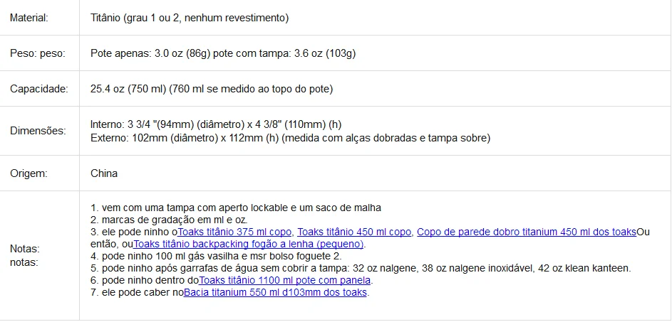 Toaks titânio acampamento pote e copo(375 мл, 450 мл, 550 мл, 650 мл, 700 мл, 750 мл, 800 мл, 900 мл, 1100 мл, мл, мл