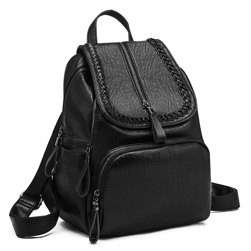 

2018 New Style Backpack Large Capacity Simple Cool Anti-Theft Bag Korean-style Casual Versatile Soft Leather Backpack Women's Fa