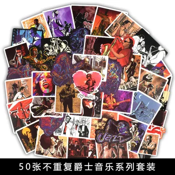 

Fifty jazz music graffiti stickers, guitar body stickers, refrigerator, computer suitcase, Ukraine car stickers