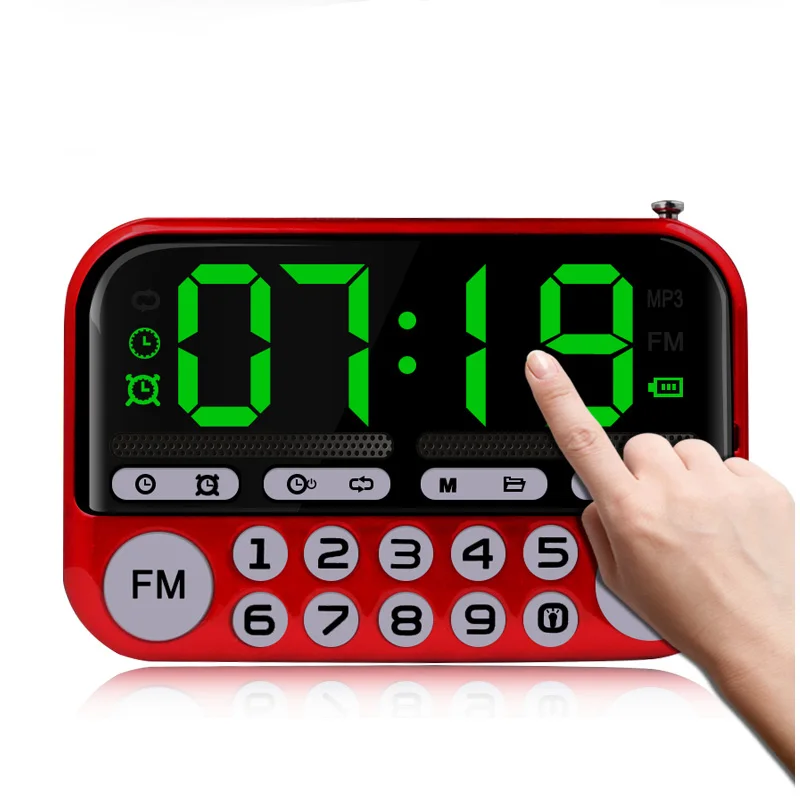 C-866 портативный мини fm-радио динамик музыкальный плеер TF карта USB для ПК iPod Телефон с светодиодный дисплей танцы MP3 HiFi будильник - Цвет: Red