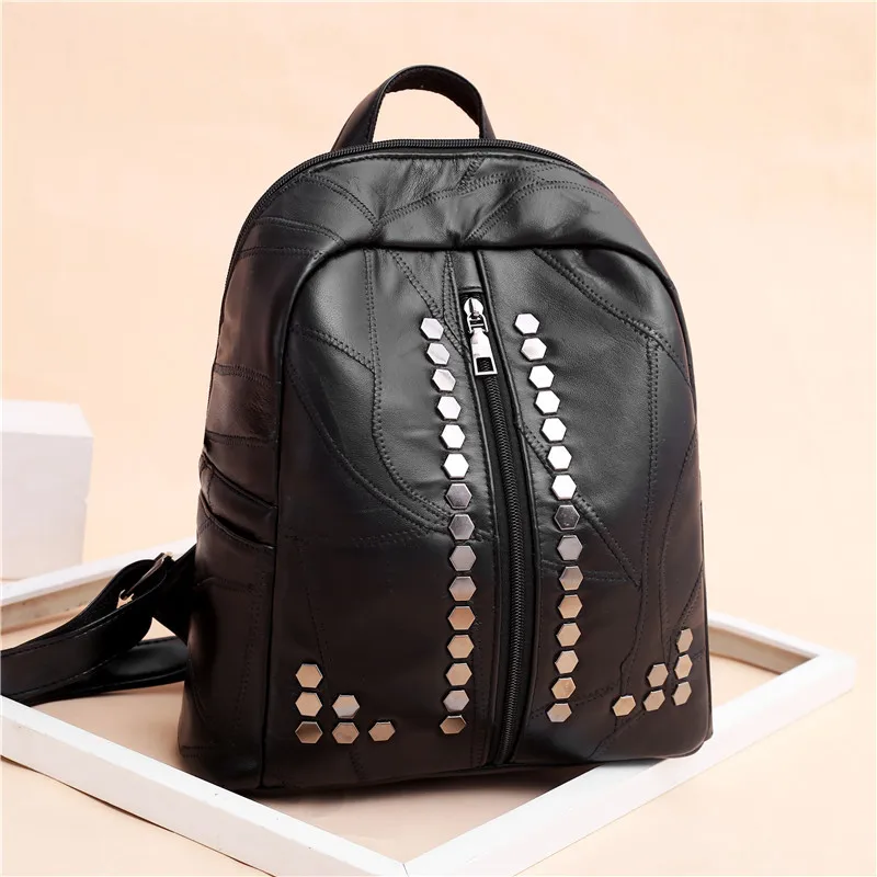 

2018 Summer New Style WOMEN'S Backpack Fashion Backpack Hand Leather Bag Rivet Bag