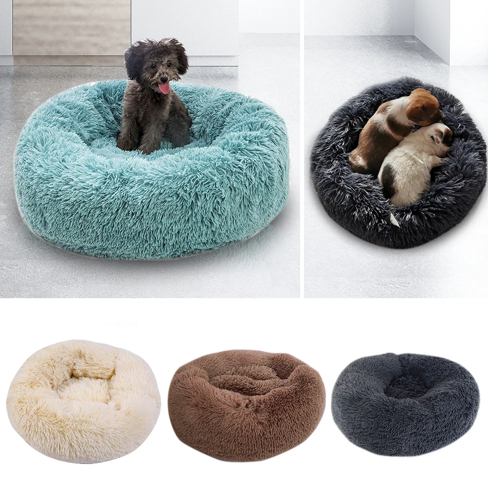 

Long Plush Super Soft Dog Bed Pet Kennel Round Sleeping Bag Lounger Cat House Winter Warm Sofa Basket for Small Medium Large Dog