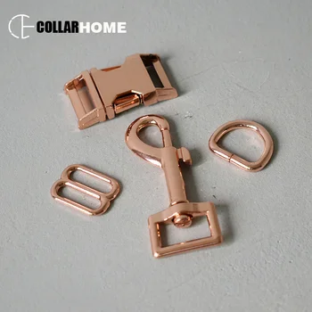 

10 sets rose gold metal seat belt buckle 20 mm snap clip hook D rings for bag dog pet cat collar straps DIY accessories hardware