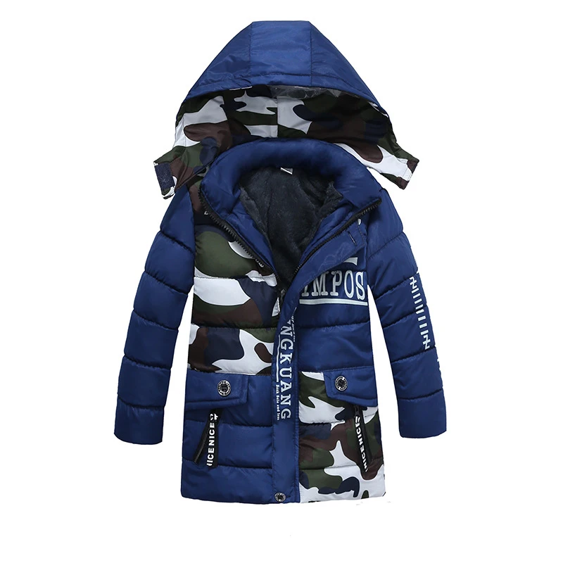 Детское зимнее пальто для мальчиков-подростков; костюмы с капюшоном и меховым воротником; кашемировое пальто; плотный теплый пуховик; спортивная верхняя одежда - Цвет: Navy