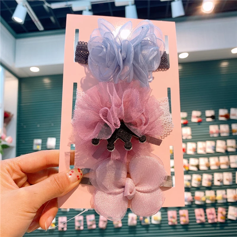 3 шт./упак. Новое Детское платье с цветочным рисунком и повязка на голову для девочек с милым бантом-бабочкой на Корона тюрбан с изображением мультипликационных персонажей для детей платье принцессы с головными повязками Головные уборы набор в подарочной коробке