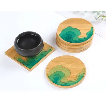 

Natural Wood Coaster Round Square Teacup Mat Bamboo Coasters Resin Art Crafts 83XF