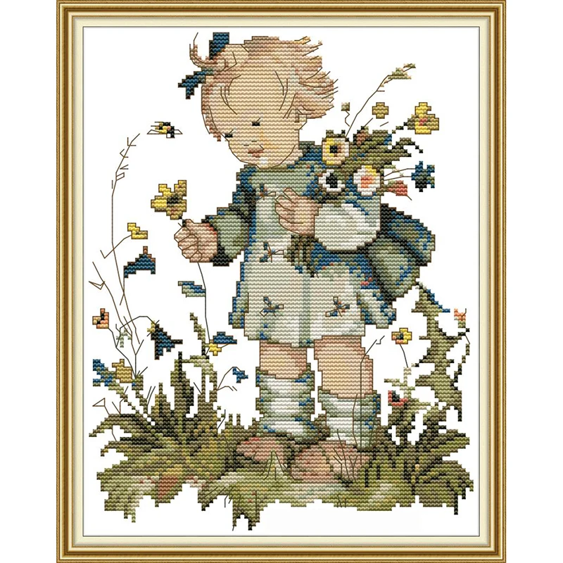 

Everlasting love The flower girl Chinese cross stitch kits Ecological cotton printed 14CT 11CT DIY wedding decoration for home