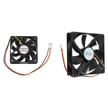 

2Pcs Dc 12V 0.2A Black Plastic 3 Pin Connector Pc Computer Case Cooling Fan - 60X60Mm & 120X120X25Mm