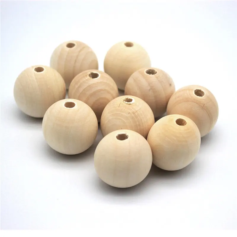 DIY 3/5/10PCS 30mm Natural Ball Round Spacer Wooden Beads Eco-Friendly Natural Color Wood Beads Lead-Free Wooden Balls