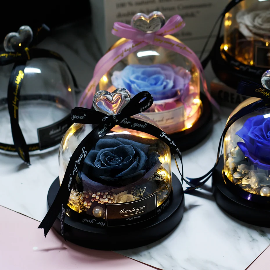 

Real Flower Rose In Glass Flasks Receive Immortal Flower In Glass Cover Romantic Gift For Lovers Birthday Gifts Home Culture
