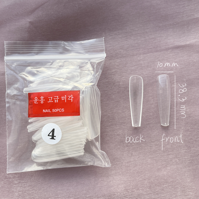 Fake Nails Extend Transparent Ballet Long False Nails Art With Glue UV Press On 50PC Full Cover Tips for Nail Ofessionals